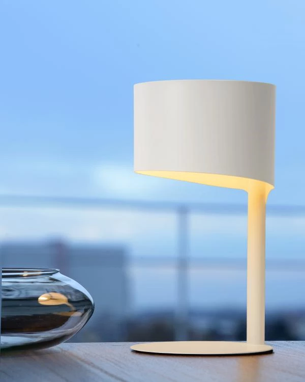 Lucide KNULLE - Table lamp - Ø 15 cm - 1xE14 - White - atmosphere 1